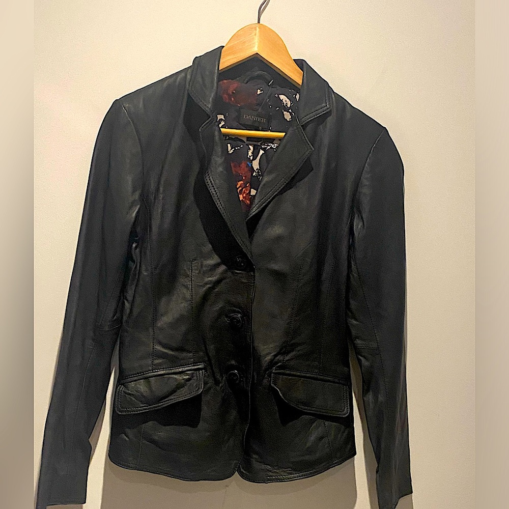 Danier Black Leather Soft Super Supple Blazer/Jacket Sz XS